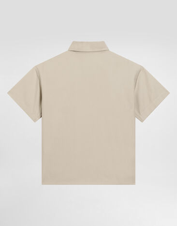 Dolce & Gabbana Camisa de gabardina con logotipo DG Beige L44S29HUMRB