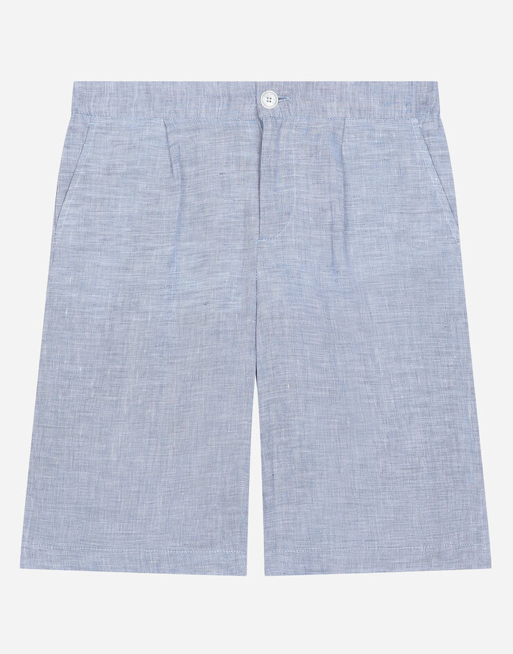 Dolce & Gabbana Bermudas aus festem Leinen Azurblau L43Q33FU4LG