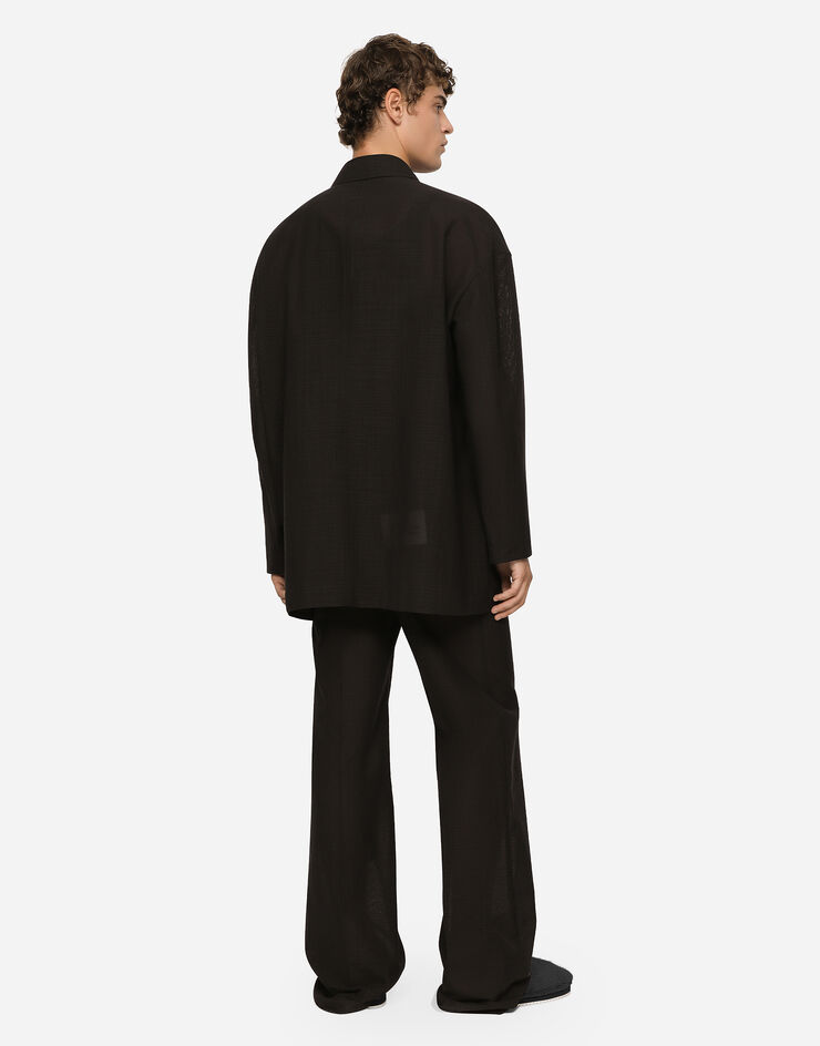 Dolce & Gabbana Двубортный пиджак свободного кроя из высокотехнологичного хлопка серый G2SI9THUMK0
