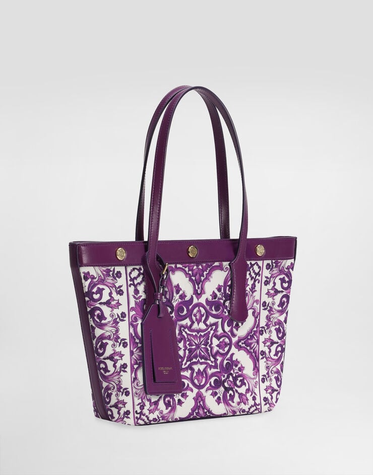 Dolce & Gabbana Majolica-print atene shopping bag in canvas Multicolor BB7828AN220