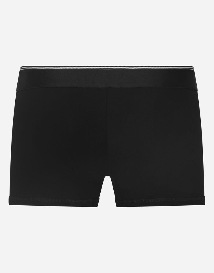 Dolce & Gabbana Boxershorts aus bi-elastischem Jersey mit Patch Schwarz M4E67JOUAIG