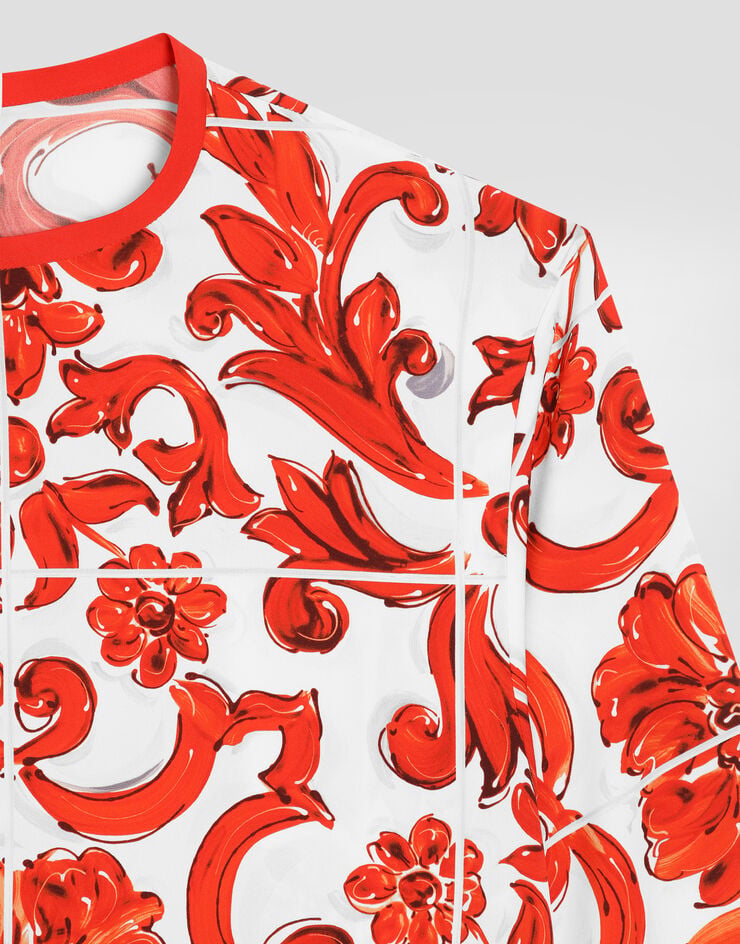 Dolce & Gabbana Majolica-print charmeuse shirt Multicolor F7BM9TGDDRJ