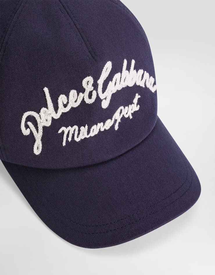 Dolce & Gabbana Gabardine baseball cap with Dolce&Gabbana logo Blue LB4H80G7O2X