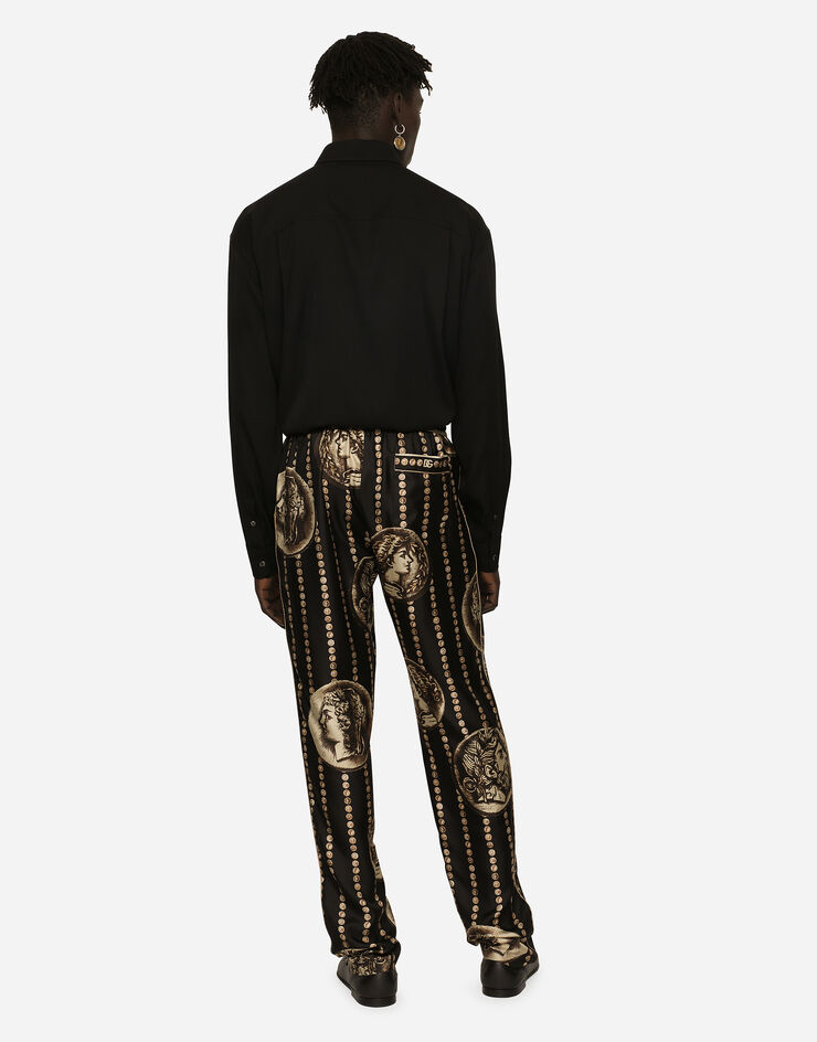 Dolce&Gabbana Oversized stretch silk shirt Black G5IT7TGG486