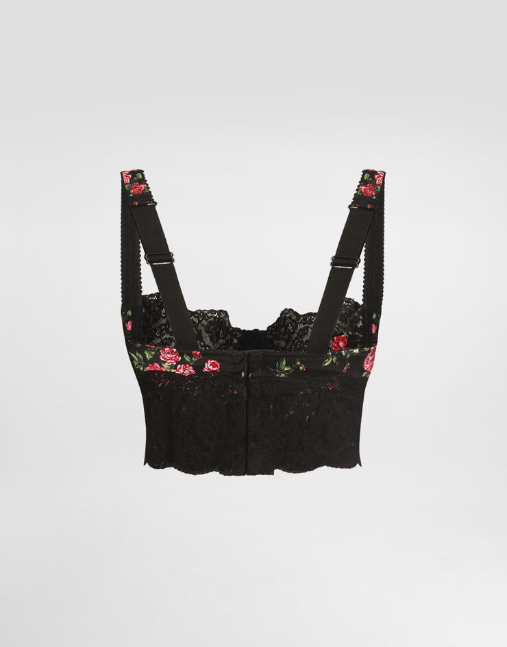 Dolce & Gabbana Small rose bouquets-print satin and lace balconette Multicolor O1C93TON0C2