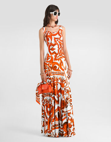 Dolce & Gabbana Majolica-print organzine long dress Multicolor F6DAOTFS8DS
