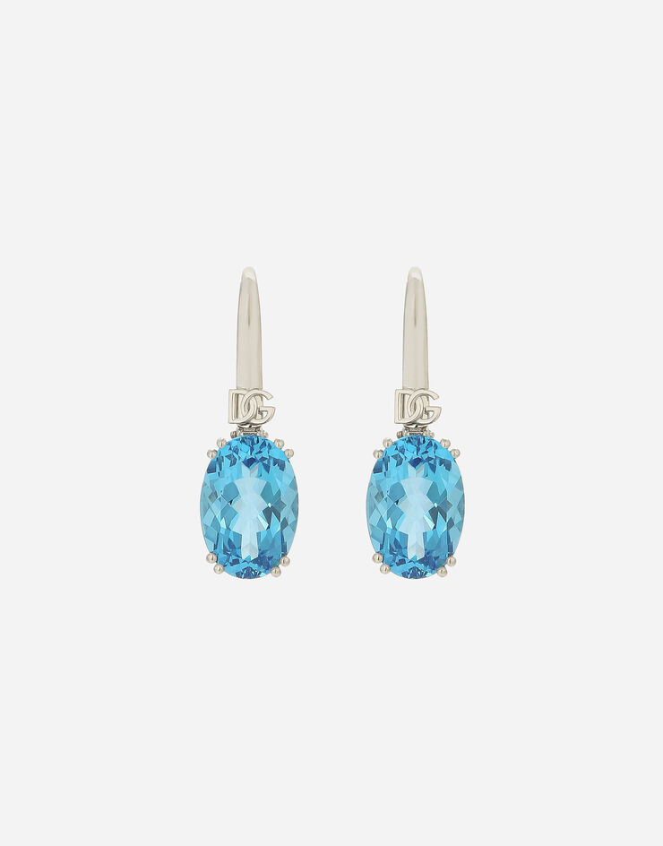 Dolce & Gabbana Pendientes Anna en oro blanco de 18 kt con topacios azul celeste Blanco WEQA2GWTOLB