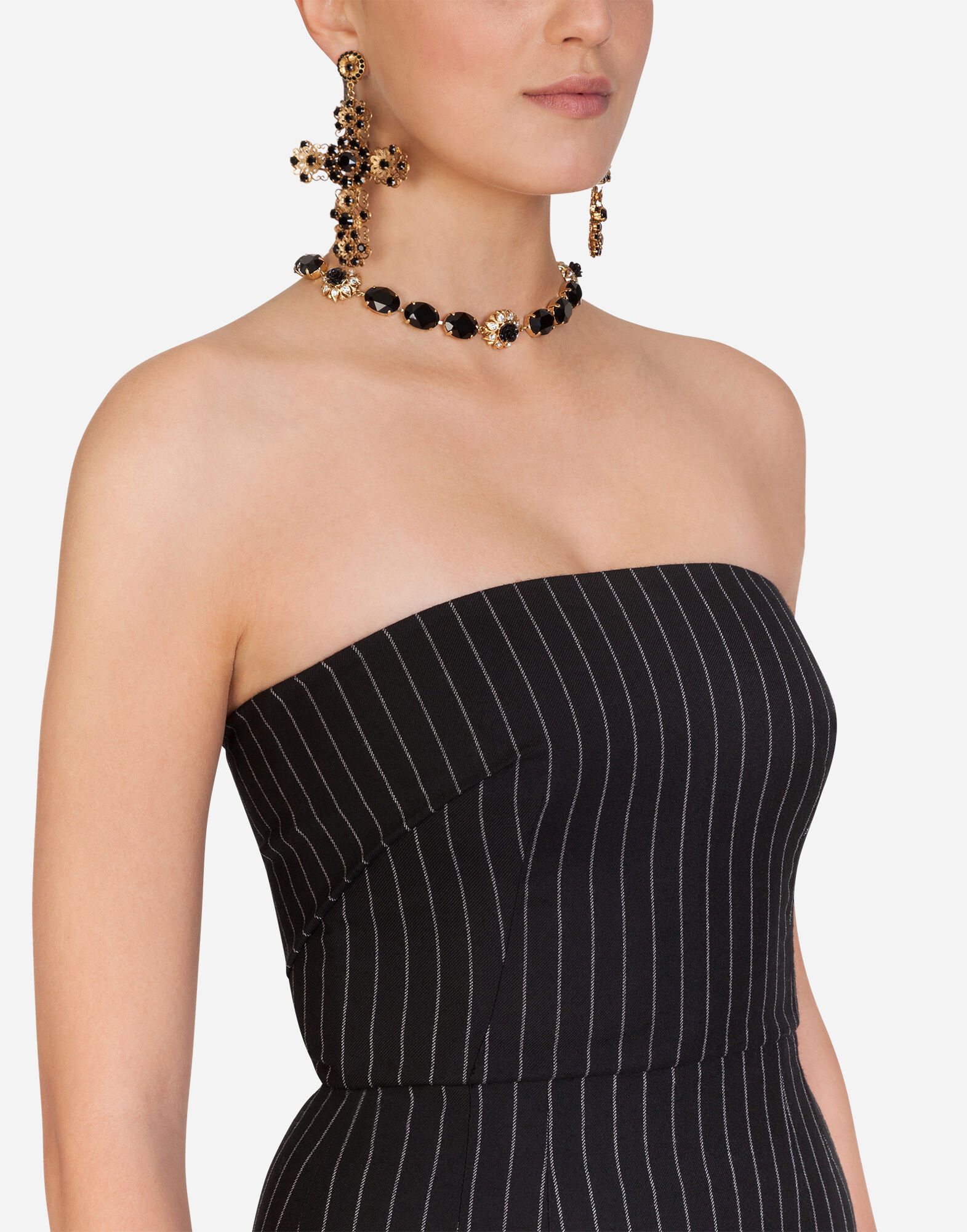 Woolen fabric pinstripe midi dress in MULTICOLORED for Women Dolce Gabbana