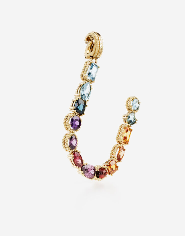 Dolce & Gabbana Rainbow alphabet U 18 kt yellow gold charm with multicolor fine gems Gold WANR1GWMIXU