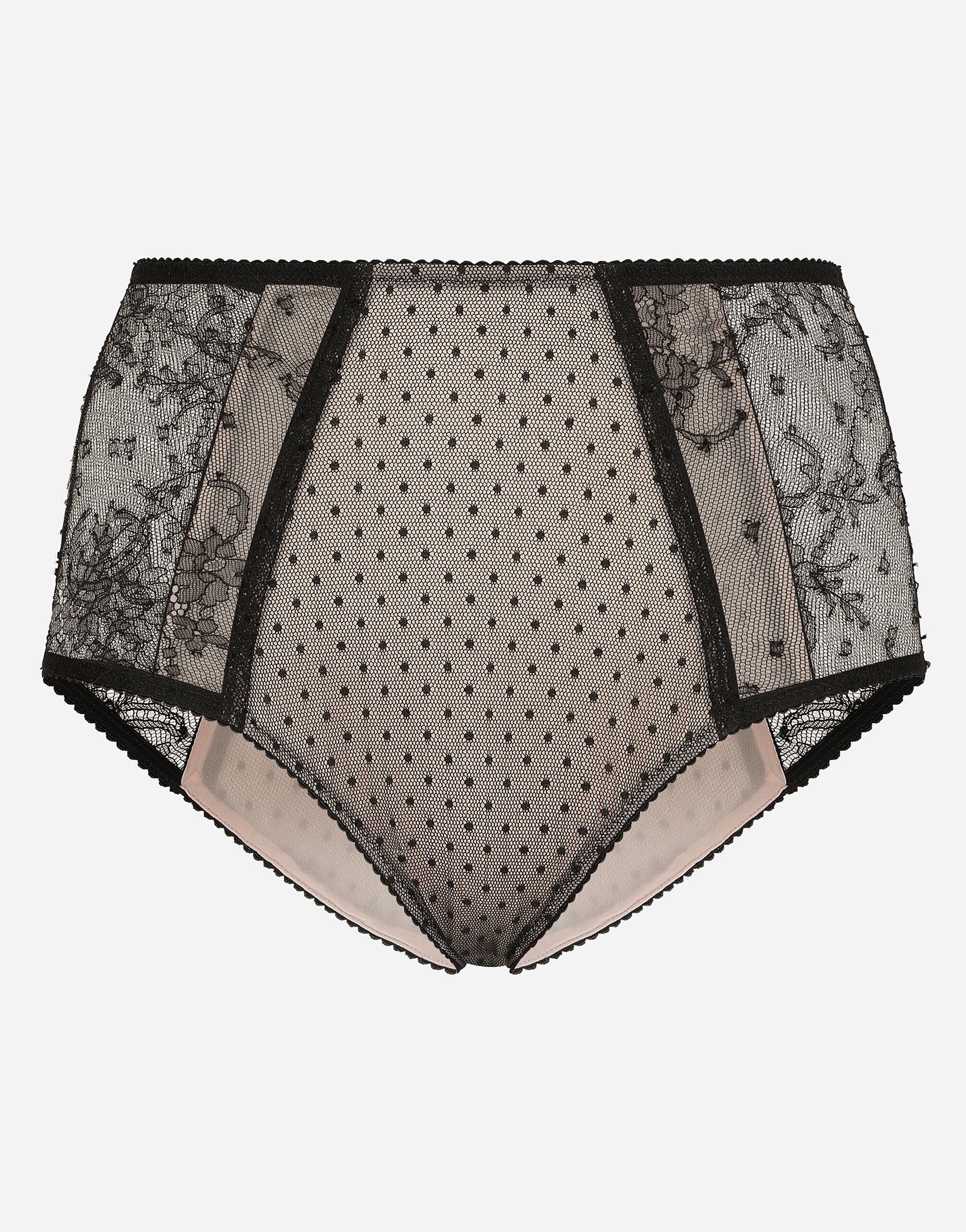 【DOLCE&GABBANA】ハイウエストレースブリーフ ブラックのウィメンズ SLIP | Dolce&Gabbana®