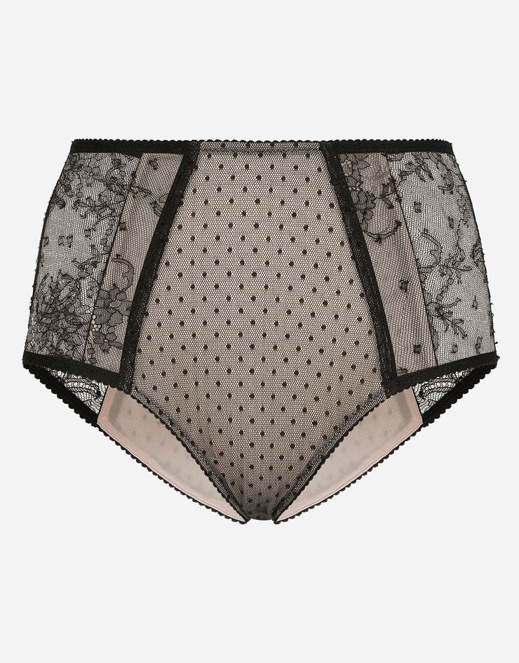 Dolce & Gabbana Braguita de talle alto en encaje Negro O2D78TONL28