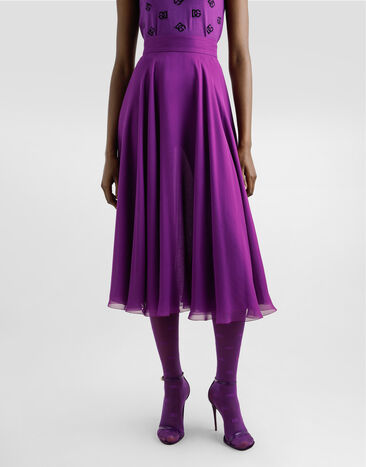 Dolce & Gabbana Chiffon midi skirt Purple F4C7UTFU1AT