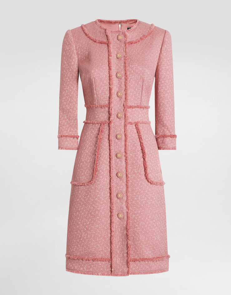 Dolce & Gabbana Raschel tweed A-line shirt dress Pink F6ARXTHUMUA