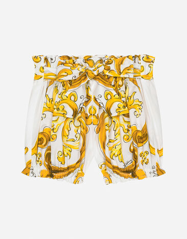 Dolce & Gabbana Shorts aus Popeline mit gelbem Majolika-Print Drucken L23DI5FI5JW