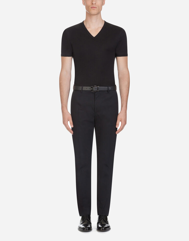Dolce & Gabbana T-SHIRT SCOLLO V Black G8CX9TG7ZHH