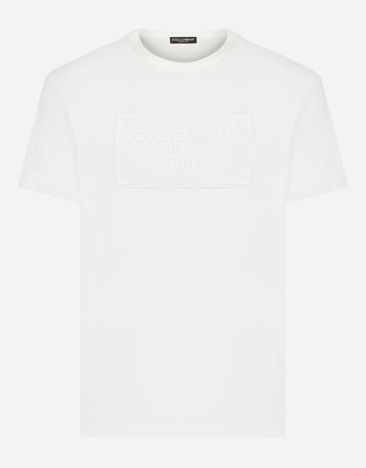 Dolce & Gabbana 엠보싱 로고 코튼 티셔츠 화이트 G8KBAZG7C7U