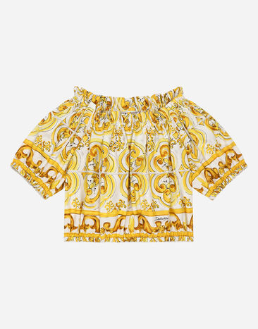 Dolce & Gabbana Poplin blouse with yellow majolica print Print L56S24HS5SU