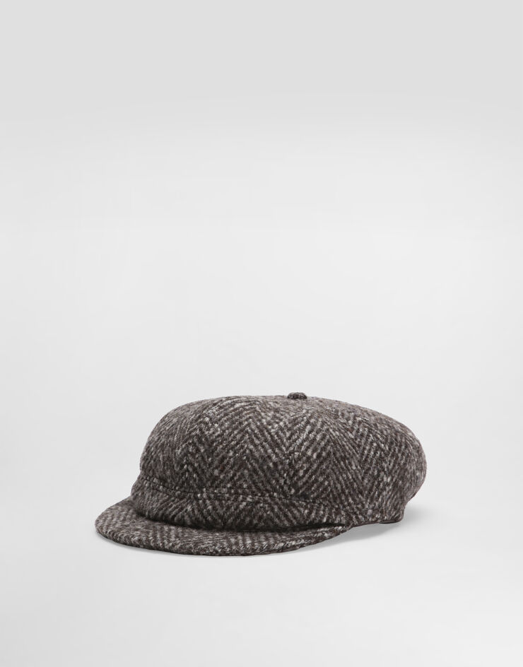 Dolce & Gabbana Flat cap in herringbone wool Multicolor GH925AFC2FD