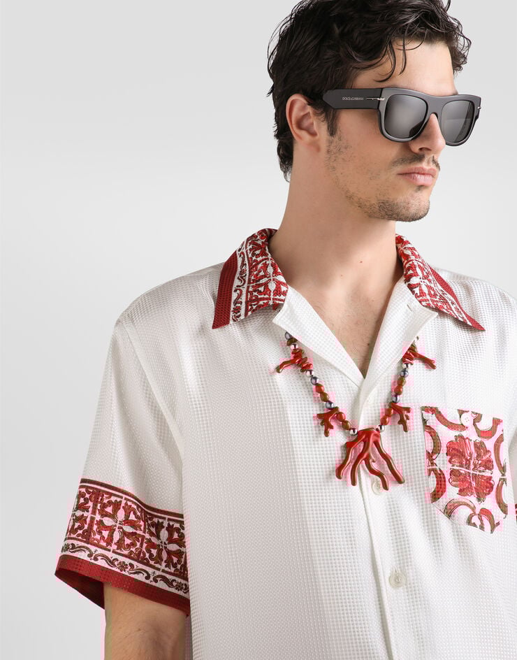 Dolce & Gabbana Majolica-print jacquard hawaii shirt Multicolor G5JH9THI135