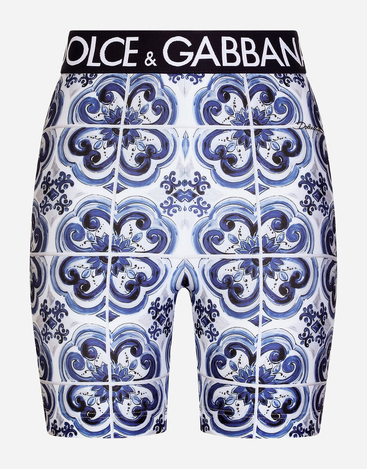 Dolce & Gabbana Short cycliste en jersey à imprimé majoliques Multicolore FTCKCTHPGAB