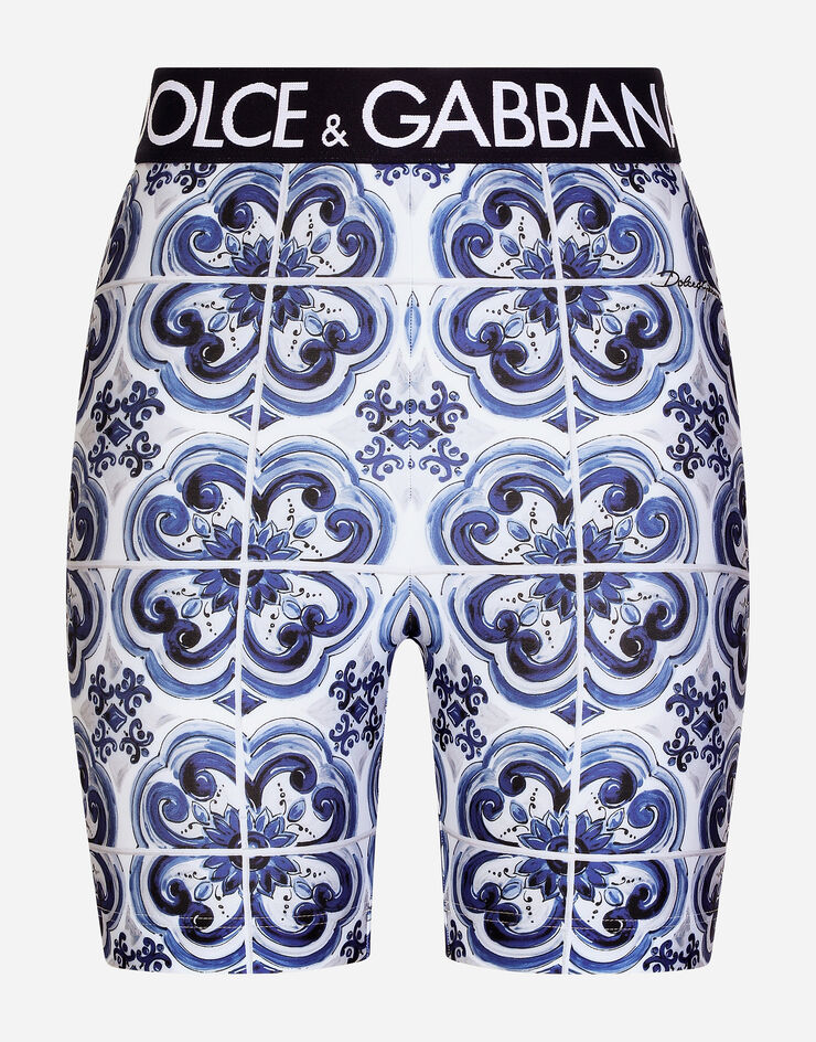 Dolce & Gabbana Radlerhose aus Jersey Majolika-Print Mehrfarbig FTCKCTHPGAB