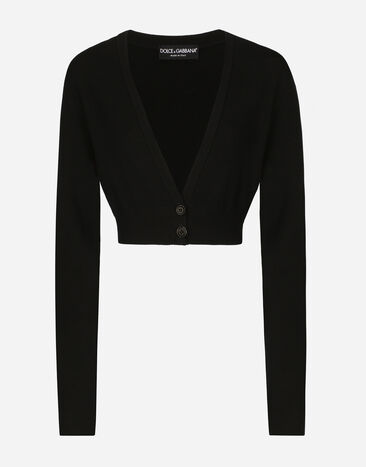 Dolce & Gabbana Cardigan scollato in lana Stampa FXX31TJBSJF