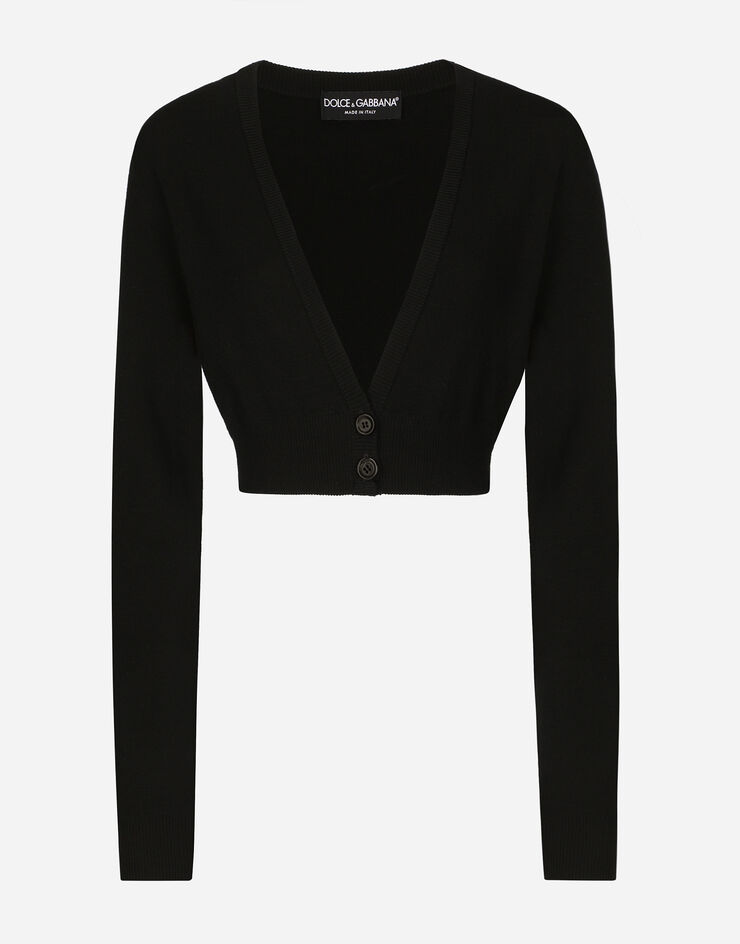 Dolce & Gabbana Wool cardigan with plunging necklace Black FXY08TJCVY7