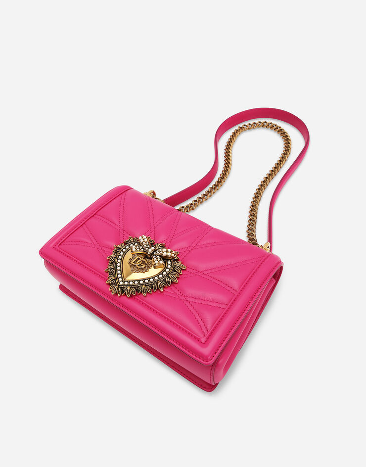 Dolce & Gabbana Devotion 中号绗缝纳帕皮革手袋 粉红 BB7158AW437