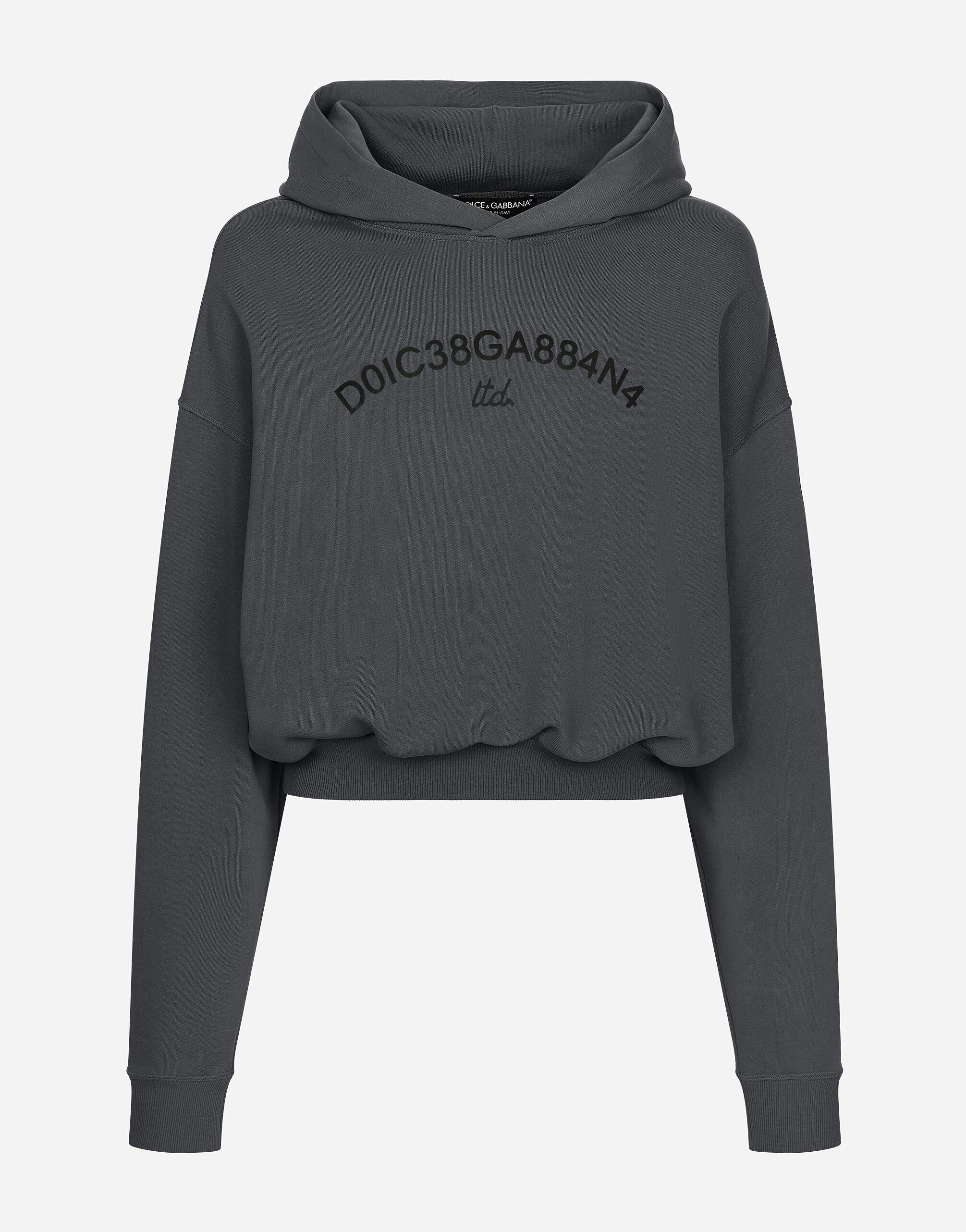 Dolce & Gabbana Cropped hoodie with Dolce&Gabbana logo Print G9AQVTHI7X6