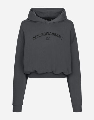 Dolce & Gabbana Cropped hoodie with Dolce&Gabbana logo Beige G9AKPZG7NQI