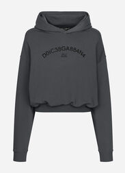 Dolce & Gabbana Cropped hoodie with Dolce&Gabbana logo Black G9AKATHU7PP