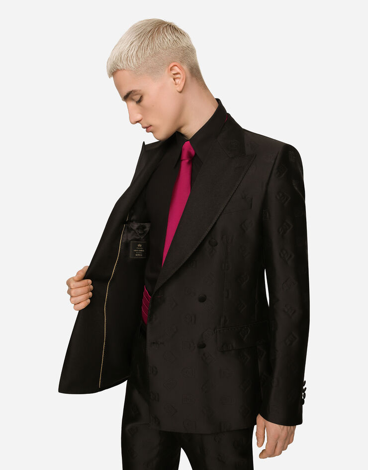 Dolce&Gabbana Esmoquin Sicilia de botonadura doble con monograma DG Noir GKOMMTHJMO3