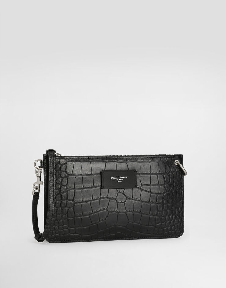Dolce & Gabbana Crocodile-print calfskin toiletry bag Black BP3343AS422