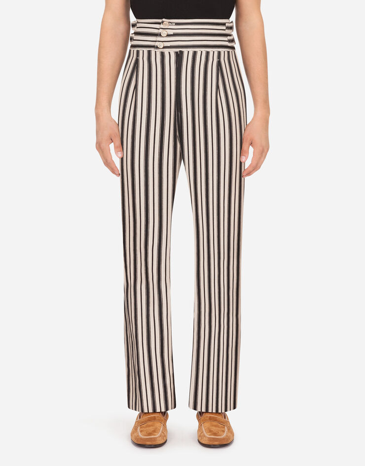 Dolce & Gabbana STRIPED PRINT COTTON PANTS MULTICOLOR GW8VHTFBMEP