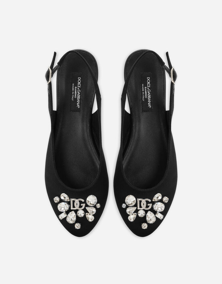 Dolce&Gabbana حذاء ساتان بكعبية مفتوحة أسود D11232A4772