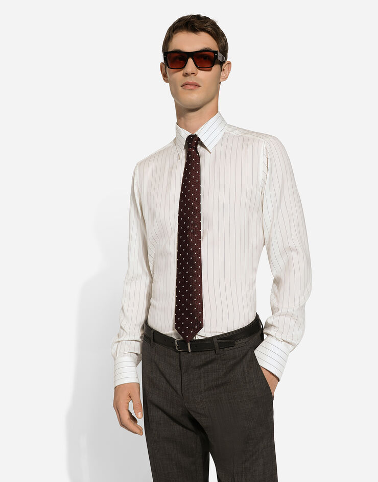 Dolce & Gabbana قميص بوبلين مخطط بقصة مارتيني متعدد الألوان G5MA3TFB1BR