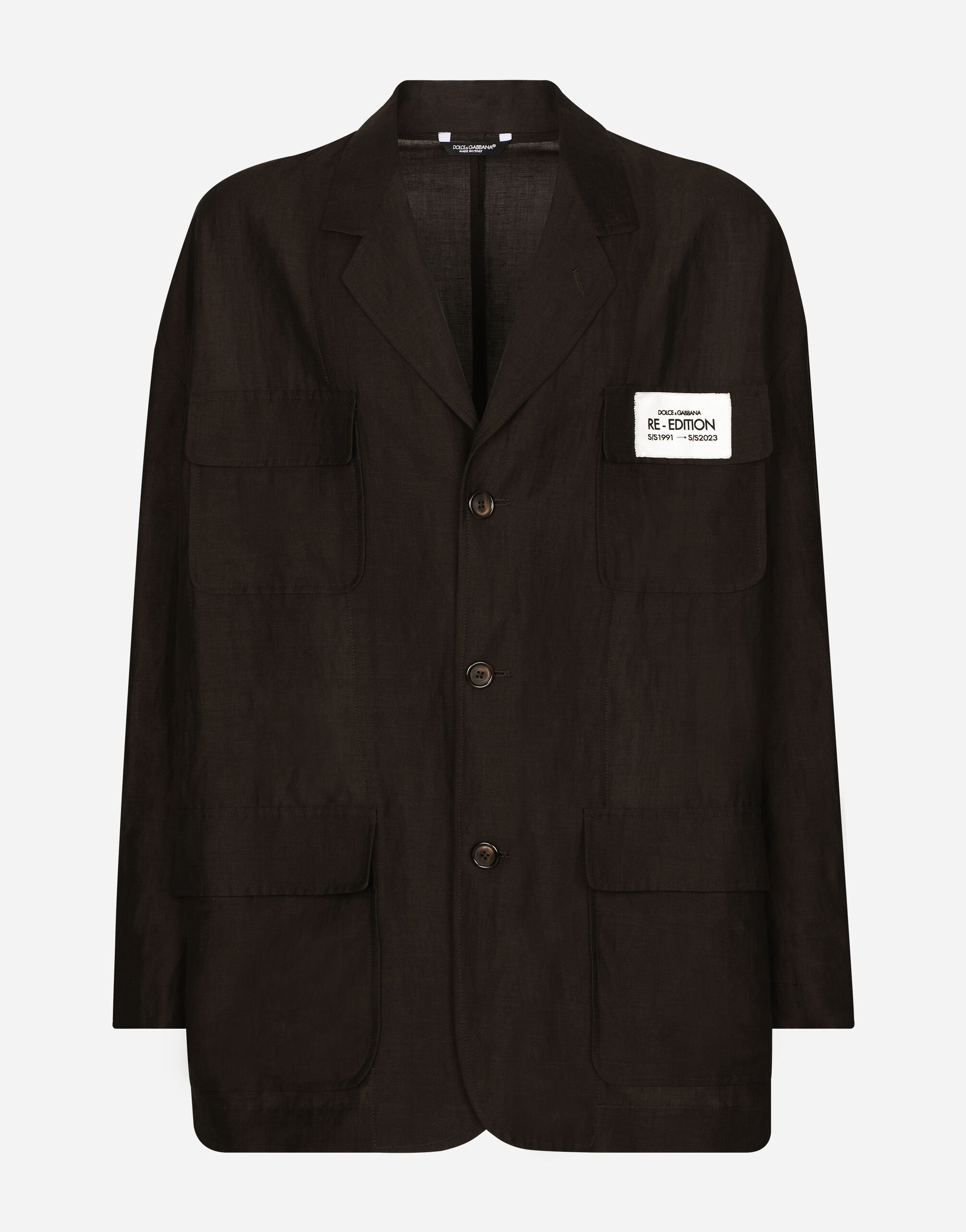 Dolce & Gabbana Oversize single-breasted linen and viscose jacket Black G2SV4TFU5T9
