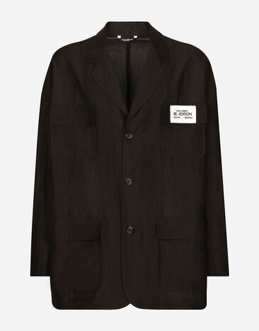 Dolce & Gabbana Oversize single-breasted linen and viscose jacket Black GXR51TJCVM0