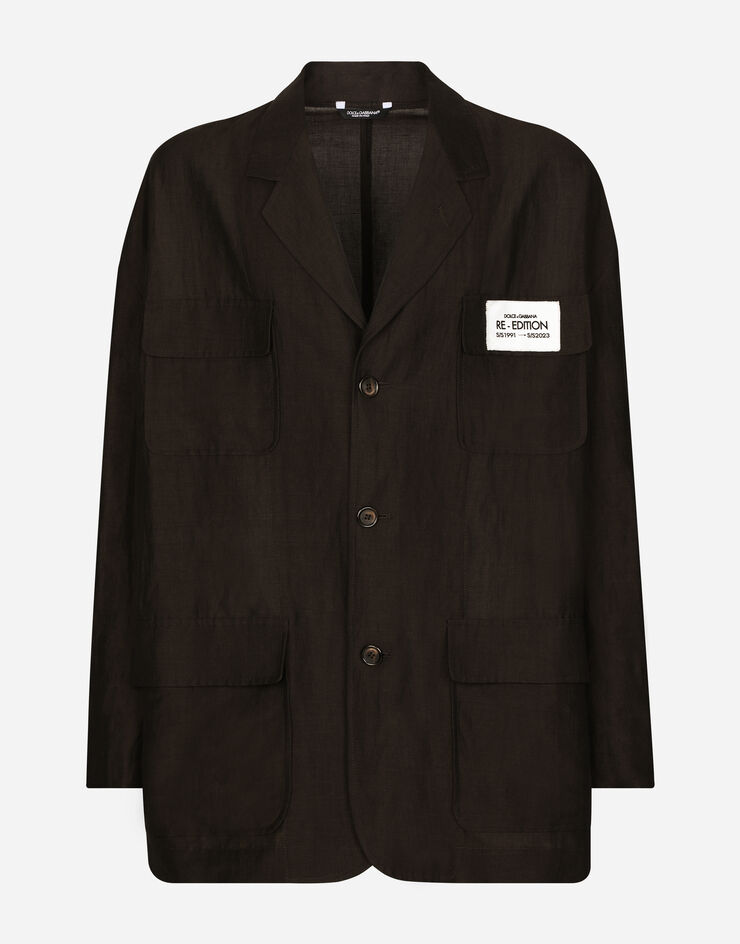 Dolce & Gabbana Oversize single-breasted linen and viscose jacket Brown G2SJ0THUMG4