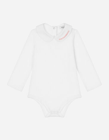 Dolce&Gabbana Bodi de manga larga con bordado en el cuello Blanco L2JO1FG7KR3