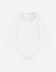 Dolce & Gabbana Long-sleeved babygrow with embroidered collar White DK0065A1293