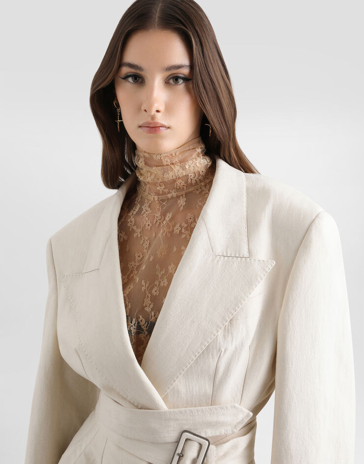 Dolce & Gabbana Single-breasted taormina jacket in rustic canvas White F29WCTFUTDJ