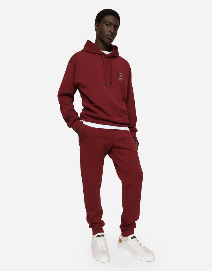 Dolce&Gabbana Cotton jersey hoodie with embroidery Bordeaux G9ACJZHU7H9