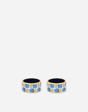 Dolce & Gabbana Set 2 Small Porcelain Napkin Rings Multicolor TCGS06TCAEM