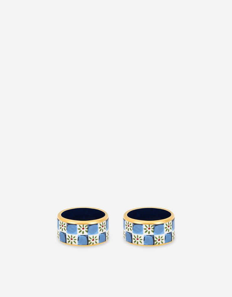 Dolce & Gabbana Set 2 Small Porcelain Napkin Rings Multicolor TCGS07TCAEM