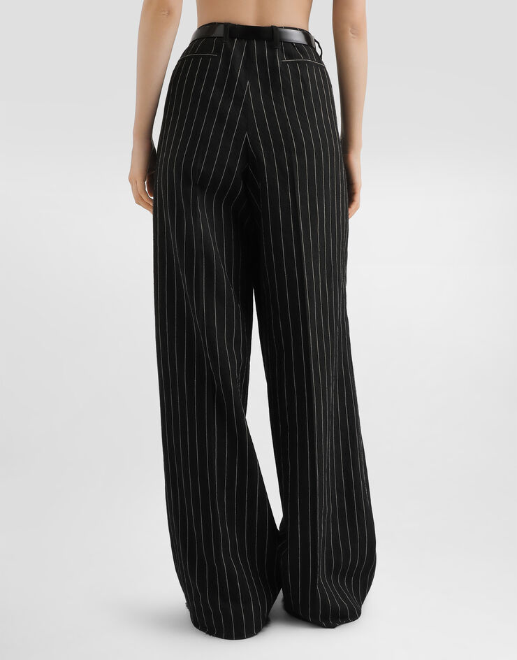 Dolce & Gabbana Pinstripe trousers in virgin wool and linen Multicolor FTDMITFR3F2