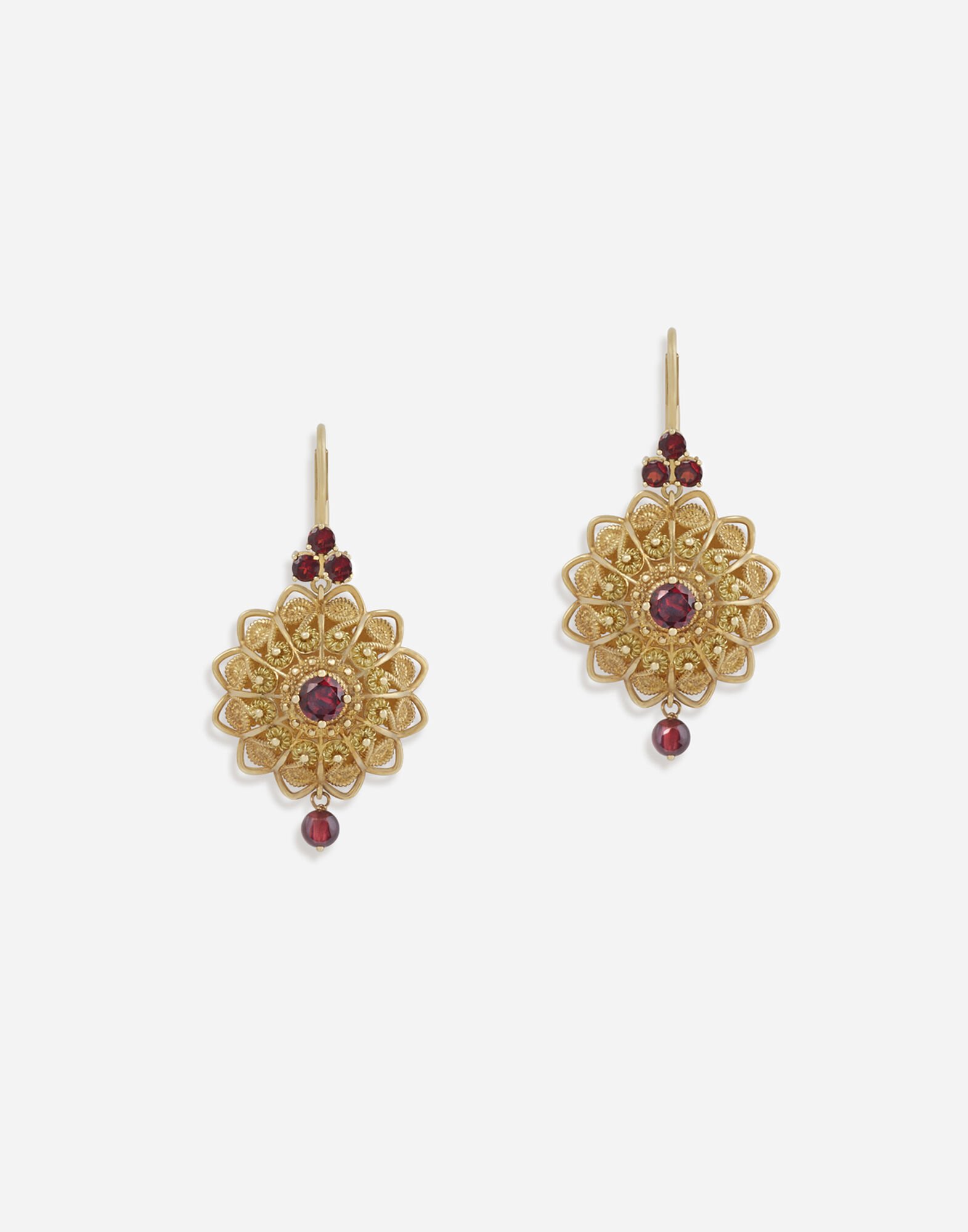 Dolce & Gabbana Pizzo earrings in yellow gold and rhodolite garnets Weiss WEQD4GWPAVE