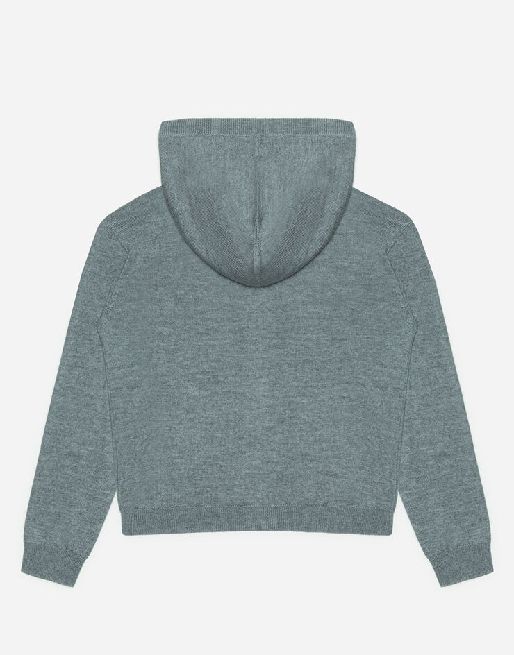 Dolce & Gabbana Hooded wool sweater with heritage embroidery GREY L4KW21JAVUV