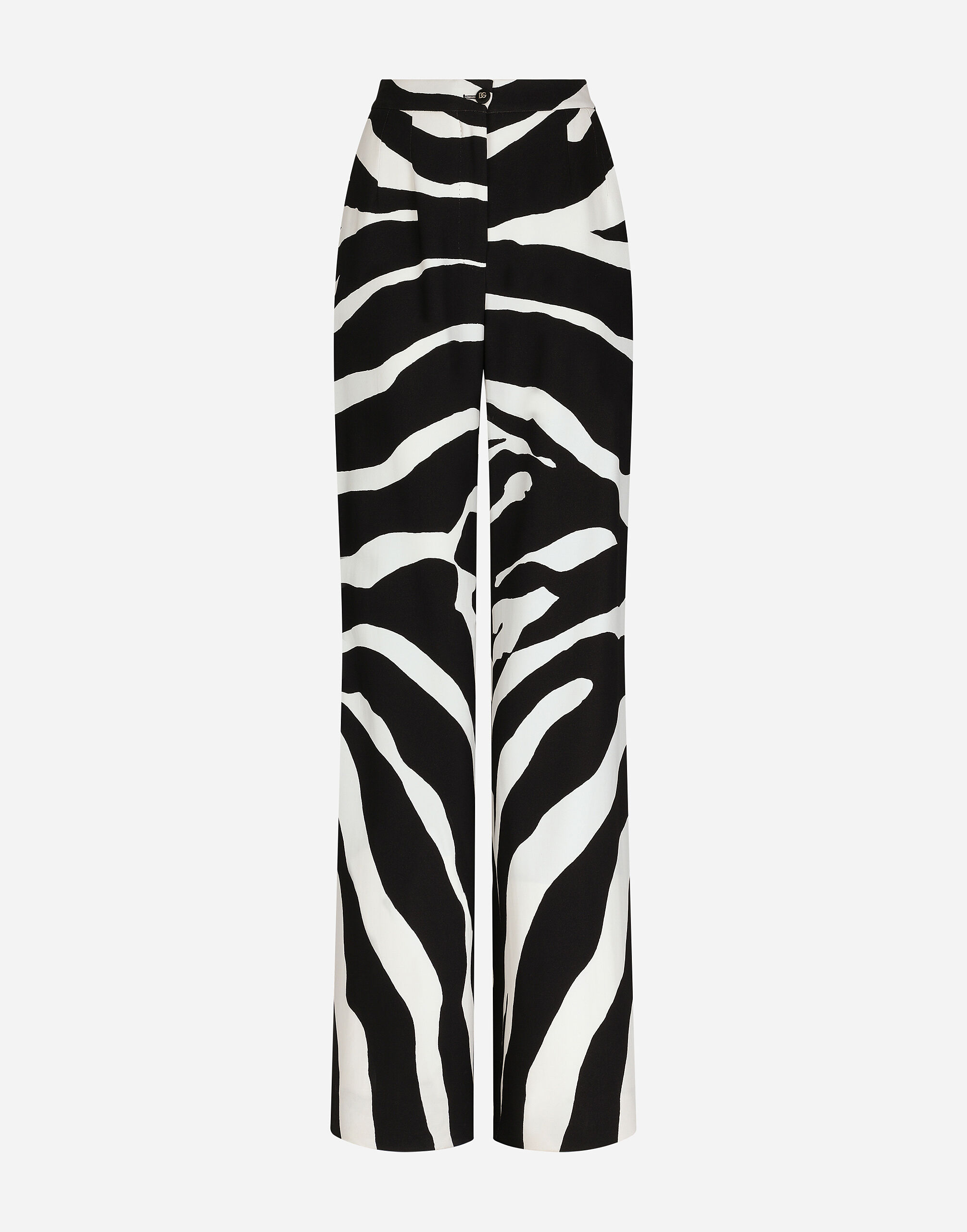 Flared zebra print cady pants in Multicolor for Dolce Gabbana US