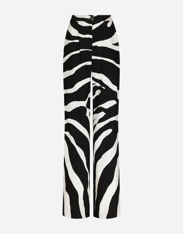 Dolce & Gabbana Pantalones acampanados de cady con estampado de cebra Multicolor FTCJATFSROJ